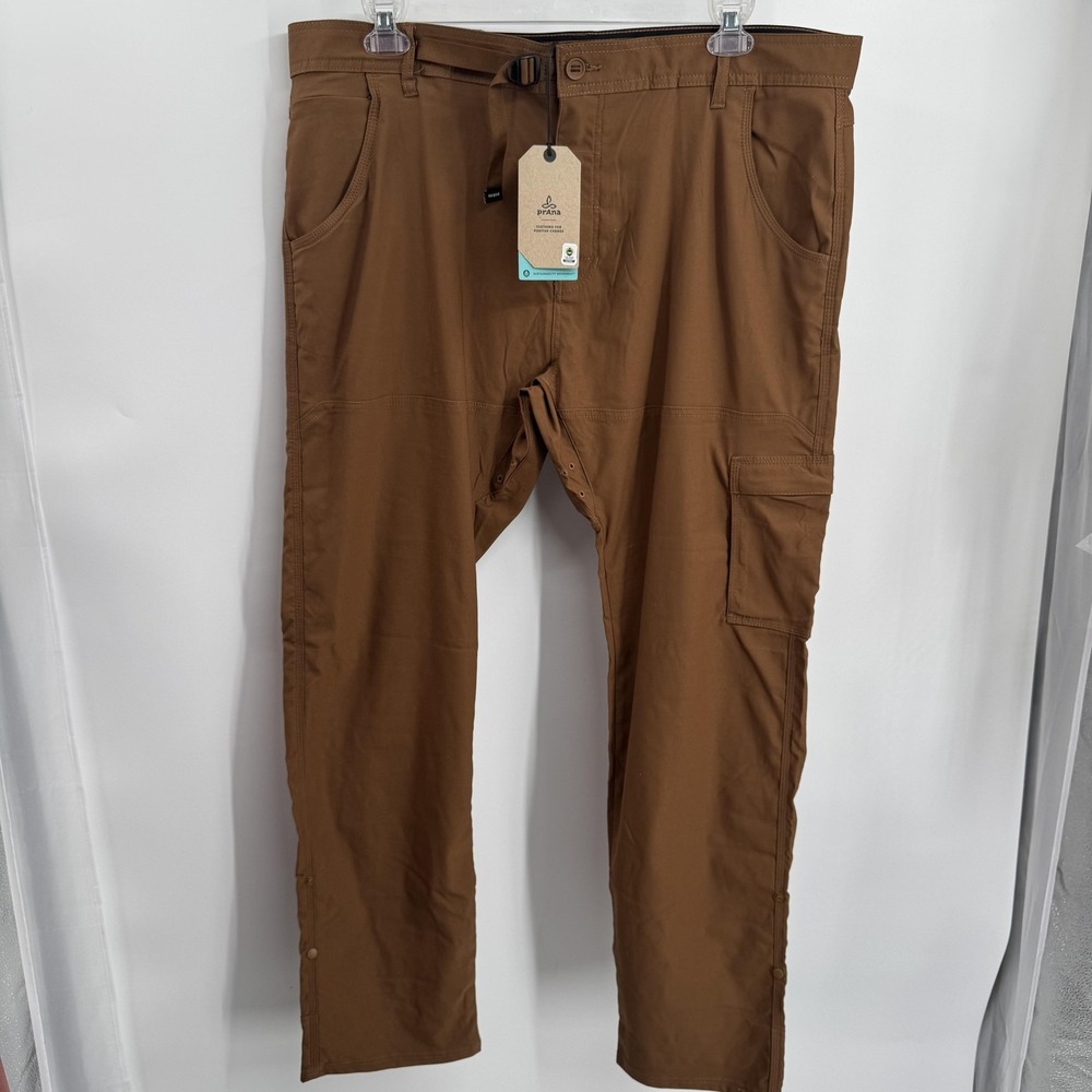 PrAna Stretch Zion Pant II Mens 40x34 Brown Sepia Hiking Hybrid Straight Outdoor